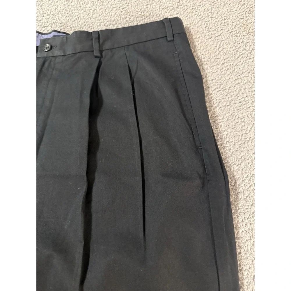 Vintage 90's Tommy Hilfiger Men's 38x30 Dress Pants Pleated Black Chino Cuffed